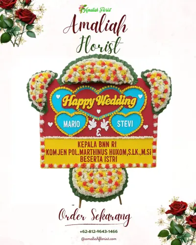 Karangan Papan Bunga Pernikahan di Sucen